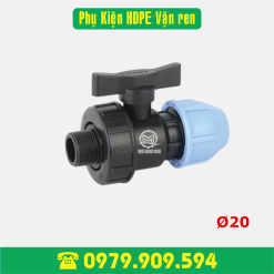 Van 1 đầu ren ngoài HDPE vặn ren Φ20