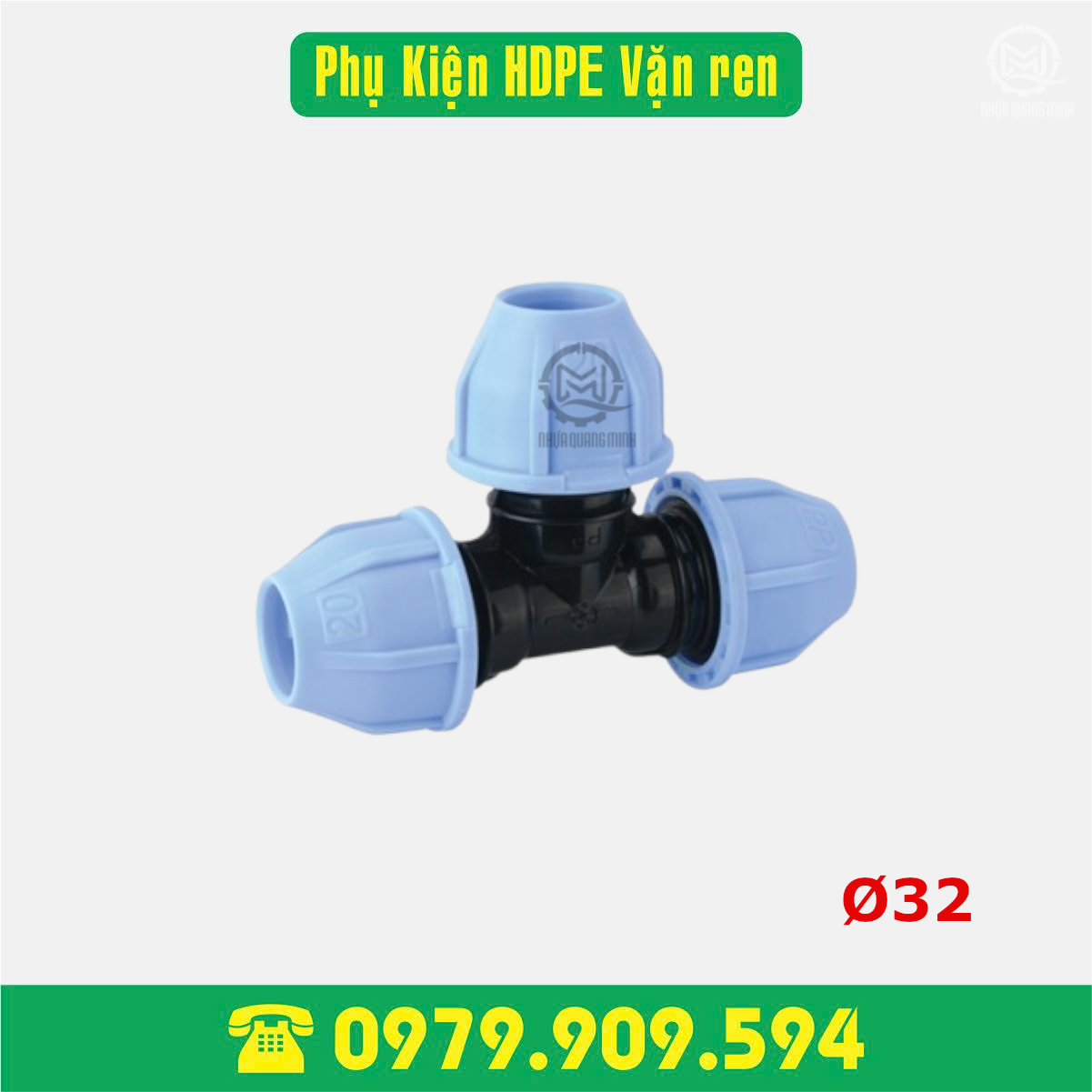 Tê HDPE vặn ren Φ32